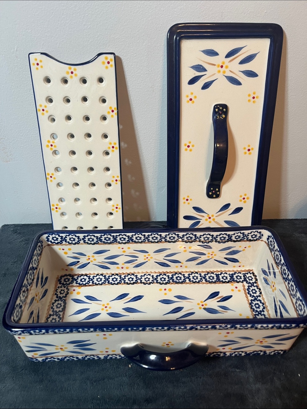 Temp-Tations Old World multi function bakeware 3 piece set blue kitchen